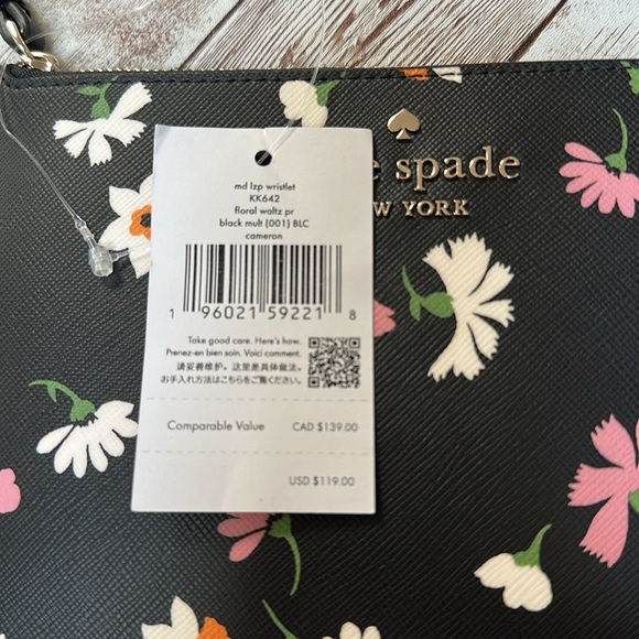 NWT Kate Spade New York Lucy Floral Waltz Medium L-zip Wristlet Purse Cocktail - Picture 8 of 12